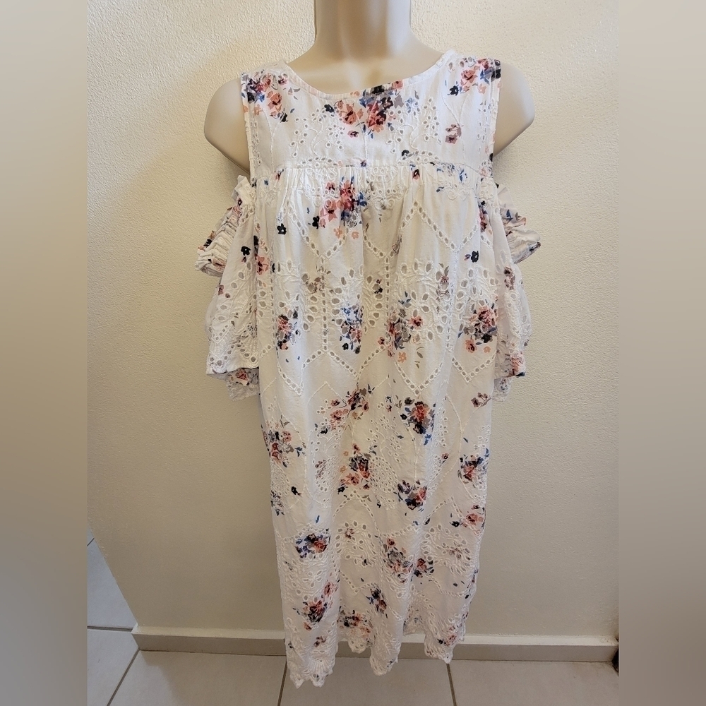 Loft Cold Shoulder Eyelet Dress